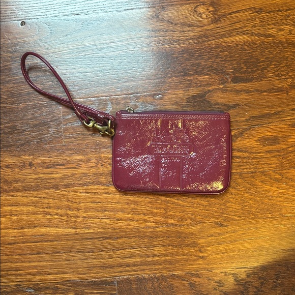 Coach Burgundy Wristlet - Picture 1 of 8